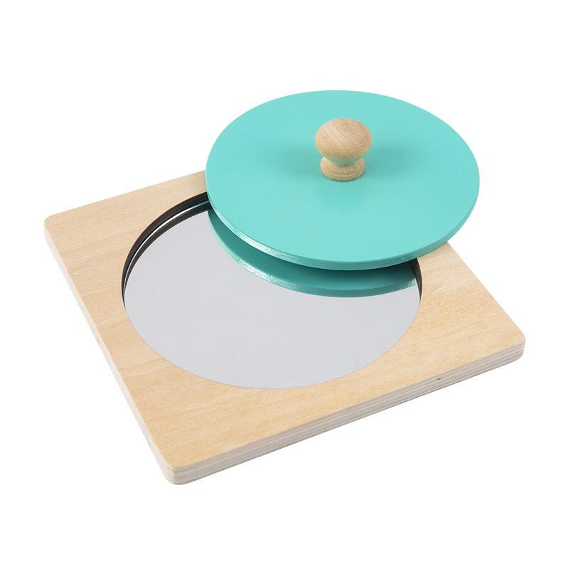 Напольное зеркало для животика, игрушки Монтессори для малышей 0-12 месяцев, сенсорное развитие новорожденного малыша, деревянная головоломка с ручкой пикабу, лучшая идея подарка