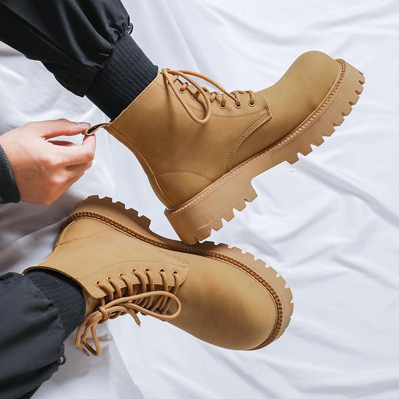 Мужские новые ботинки Мартина на высокой платформе, увеличивающие рост, модный тренд, большого размера, британские дезерты, мужская обувь 8266-R