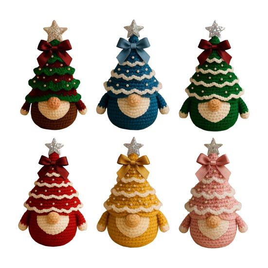 Набор для вязания крючком рождественского гнома-елки своими руками, для начинающих, ручная работа, набор для рукоделия гнома-елки, вязание, праздничное украшение