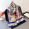 Thin Printing Simulation Silk Brocade Sunscreen Colorful Flower Silk Scarf Long Scarf Shawl Versatile Headscarf Scarf