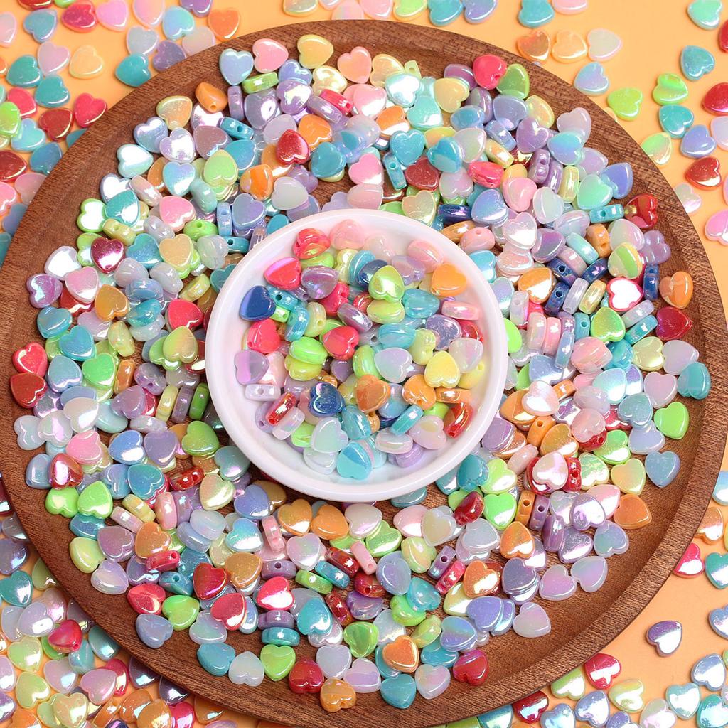 About 2750Pcs DIY For AB Color Jewelry Making Heart Acrylic Beads