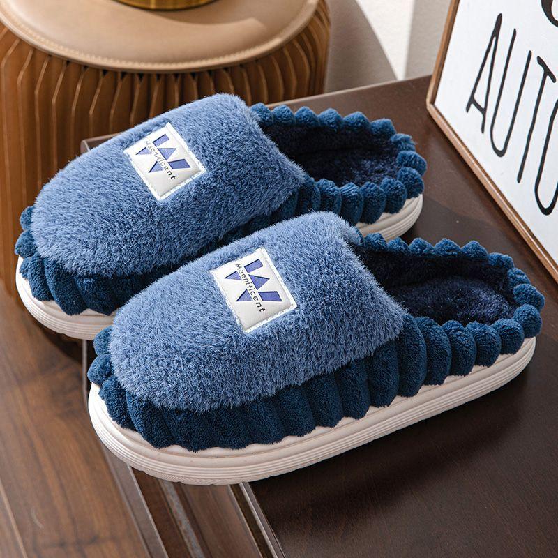 Мужские лаконичные большие размеры 48/49/50 зимние теплые тапочки плюшевые домашние мягкие удобные тапочки унисекс новые