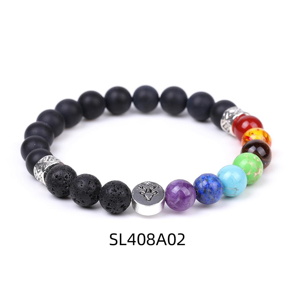 European & American Reindeer Bracelet with Striped Agate, Tiger's Eye, and Frosted Amazonite