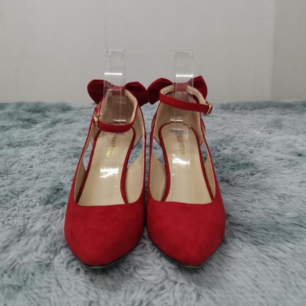 Women's Pumps Ankle Strap Sandals Slingback Bow High Heels Kitten 9cm Pointed Toe Heel Party Wedding Dress Comfortable Shoes