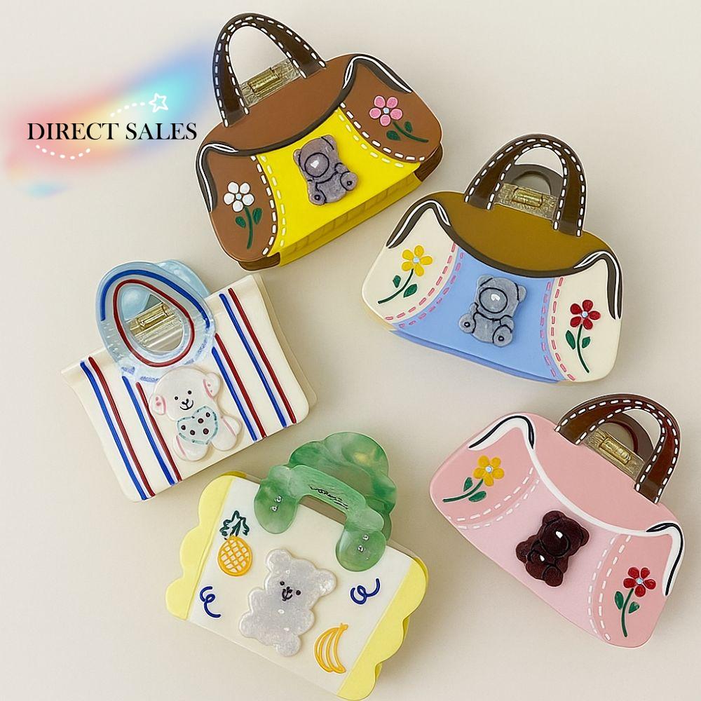 Cute Acetic Acid Acetate Hair Claw Flower Grab Clip Cartoon Bear Hair Clip Headdress Hair Accessories Rhinestone Hairpin Girl