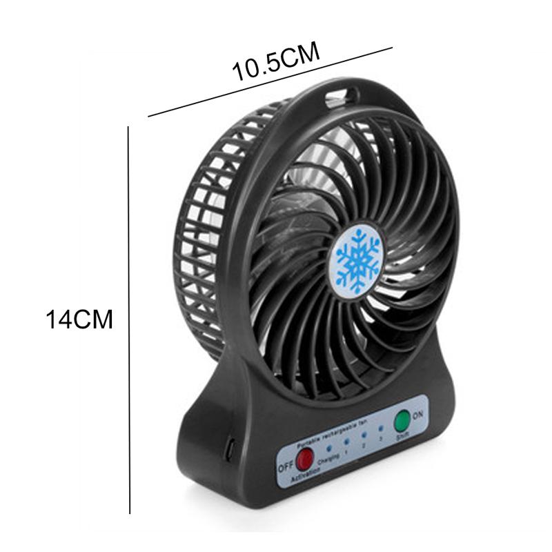 New Black Mini Portable Rechargeable Fan USB Charging Fan Air Cooler LED Light
