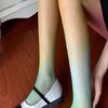 Sexy Gradients Rainbow Colorful Fishnet Tights for Women Candy Color Hollow Lace Jacquard Pantyhose JK Stockings Leggings