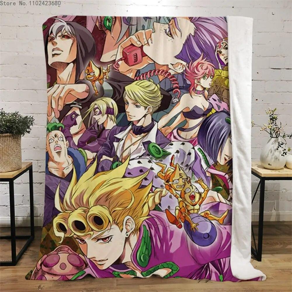 Фланелевые одеяла японского аниме «JoJo Bizarre Adventure» с принтом для детей и взрослых, одеяло, диван, путешествие, одеяло для студентов-подростков