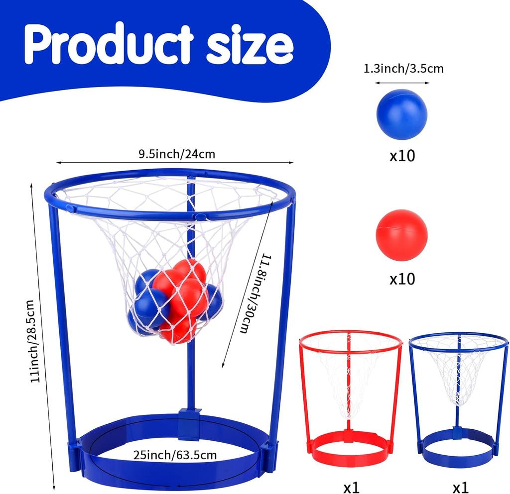 2 комплекта баскетбольных колец для вечеринок для детей и взрослых, регулируемая повязка на голову с 20 мячами, забавный подарок на день рождения