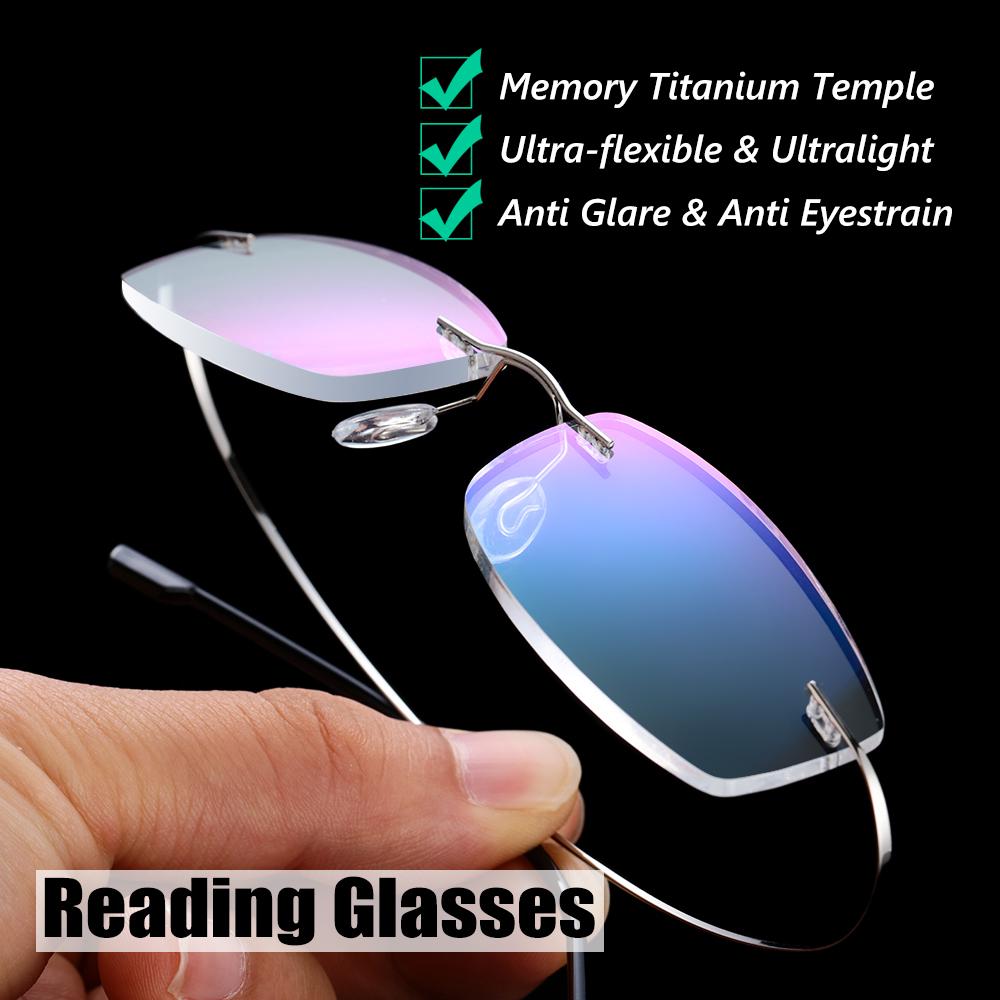 1pc Rimless Reading Glasses Men Women Memory Titanium Presbyopic Eyeglasses High -Definition Eyewear Vision Care +1 .0 ~+4 .0