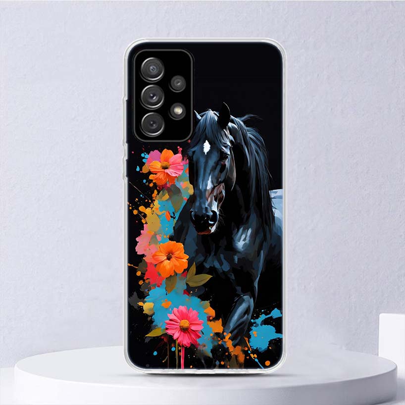 Животное Черная Лошадь Мягкий Чехол Для Samsung Galaxy A52 A51 A50S A12 A10S A20S A30S Чехол Для Телефона A71 A41 A31 A21S A70 A40 A20E A11 A5