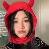 Ear Protection Lei Feng Cap Solid Color Winter Pullover Cap Punk Demon Ear Hat  Outdoor