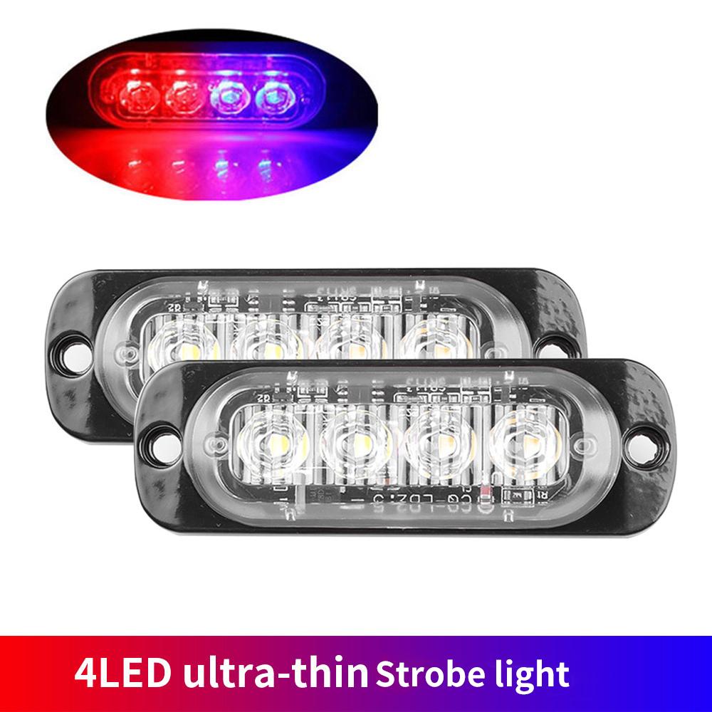 2Pcs 4LED Car Strobe Warning Light Grill Flashing Breakdown Emergency Light Car Truck Trailer Beacon Lamp LED Side Light For Car