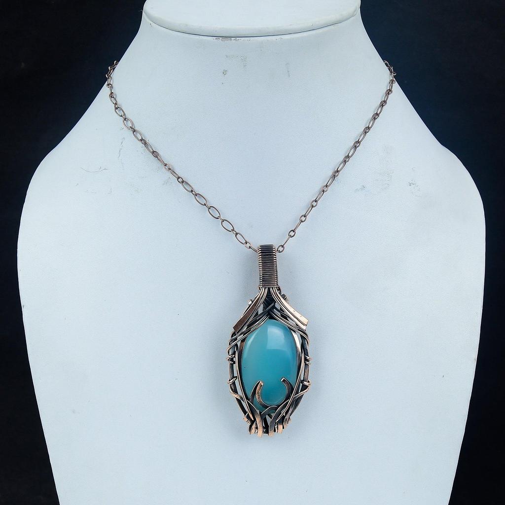 Подвеска из чистого серебра 925 пробы с синим халцедоном, ювелирные изделия с подвеской из драгоценных камней ручной работы, подарки для жены, абсолютно новый кулон