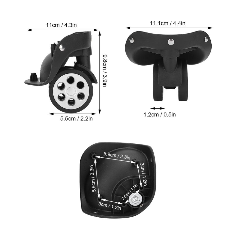 1 Pair Durable Mute Trolley Case Wheels Easy Installation Black Universal Casters Suitcase Caster Outdoor Supplies