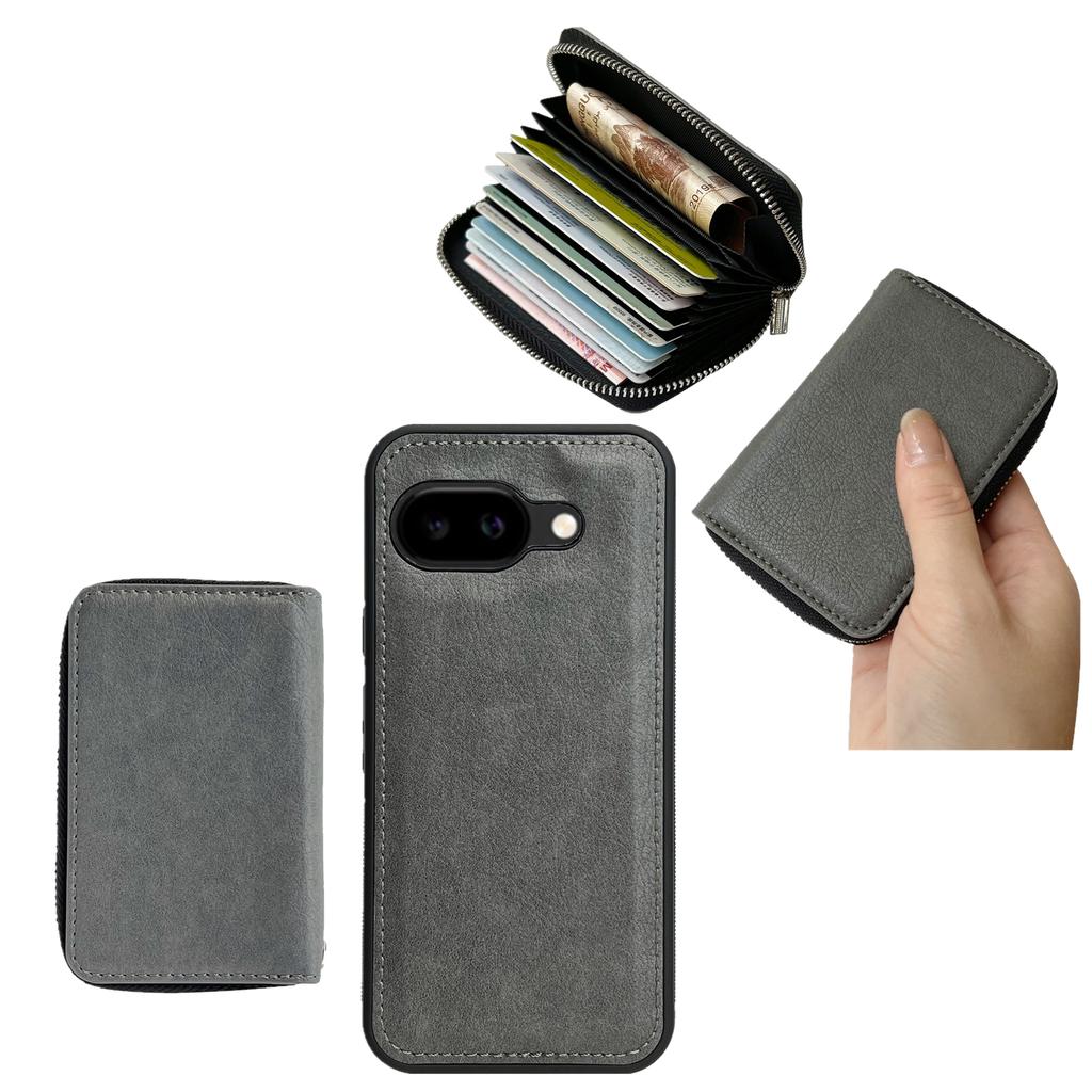 Чехол для Google Pixel 9a со съемным карманом на молнии для карт, из ПУ и ТПУ, с подставкой, чехол для телефона со шнурком