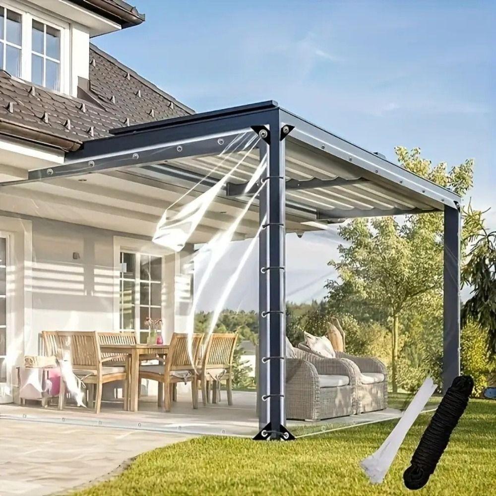 Прозрачный ПВХ Прозрачный Дождевик Утолщенный Материал Дождестойкая Ткань Навес для Перголы