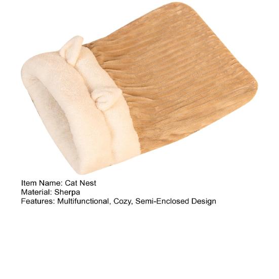 Зимний спальный мешок для кошек Теплый плюшевый мешок для кошек с милыми ушками Уютная кошачья пещера Кровать Пет Хайдавей Тоннель Успокаивающая кровать для щенков котят мелких питомцев