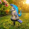 Courtyard Dragon Sculpture Solar Garden Light, Outdoor Sasquatch Statue Lamp, Fantasy Medieval Gothic Creature Sculpture, Pathway Light for Yard Lawn