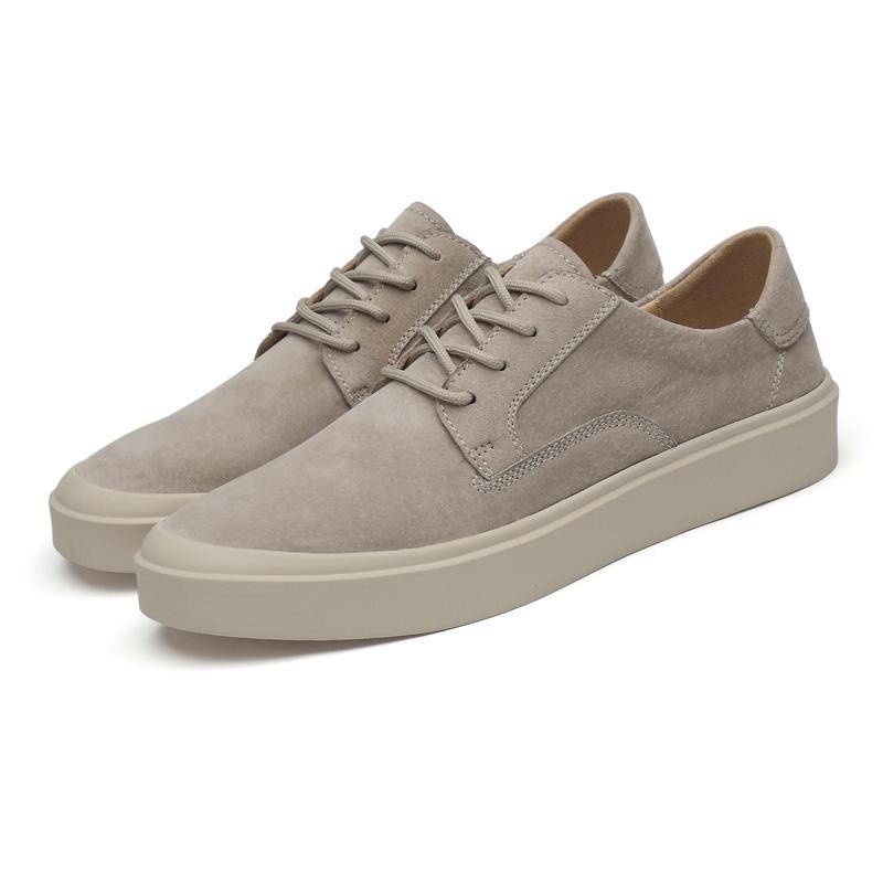 Модная обувь для мужчин с круглым носком на плоской подошве, повседневная, удобная, модная, универсальная, кроссовки для активного отдыха из коровьей замши, мужская обувь из кожи