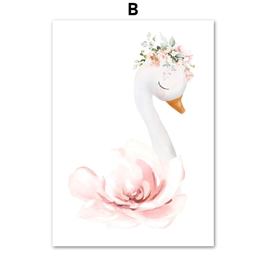 Розовая балерина для девочек, лебедь, модельные туфли, имя на заказ, настенная живопись на холсте, постеры и принты, фотографии для декора детской комнаты