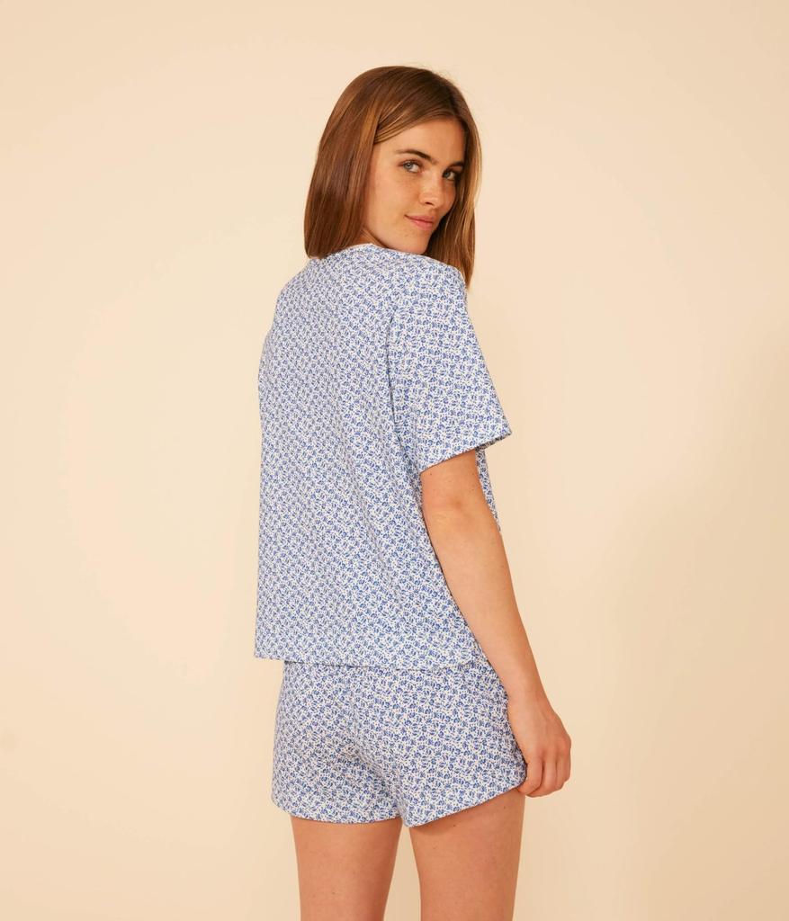 Printed Short Sleeve Pajamas A09TM S [Petit Bateau] Off-white/Blue