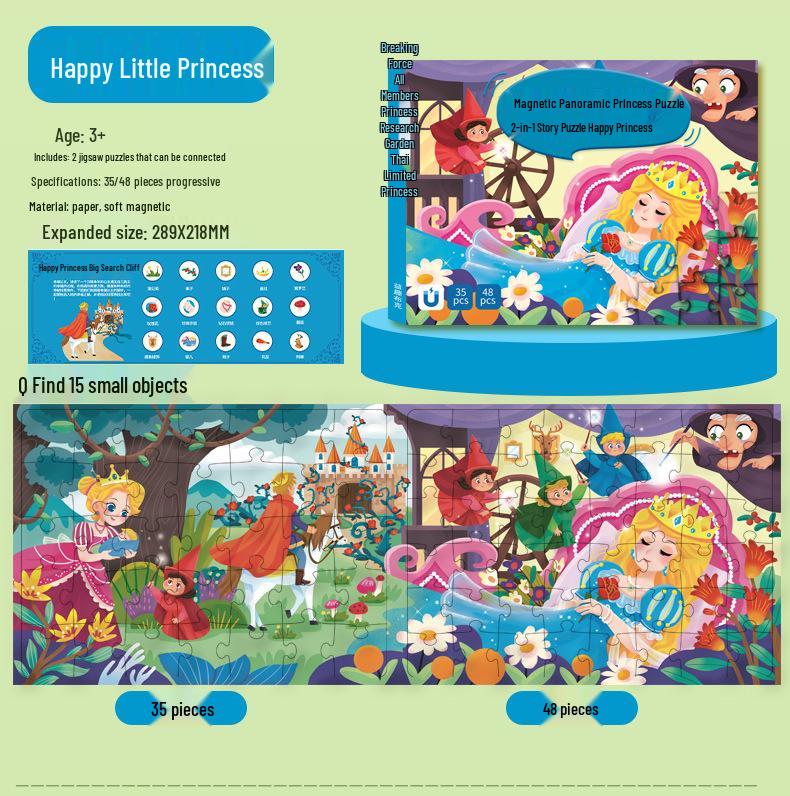 Princess Magnetic Puzzle for Girls Ages 3 and Up - Educational Toy Gift