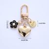 Metal Heart Keychain  Camellia Letters Round Pendant For Women Girls Headphone Case Accessories Bag Trinket Party Gift