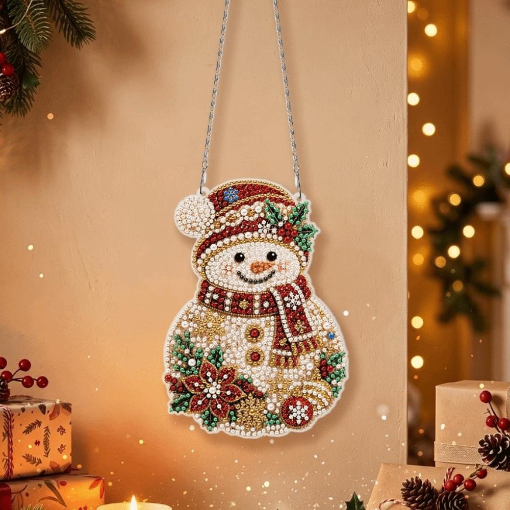 2D Flat Christmas Diamond Painting Set DIY Diamond Painting Hanging Ornament  Holiday Ornament
