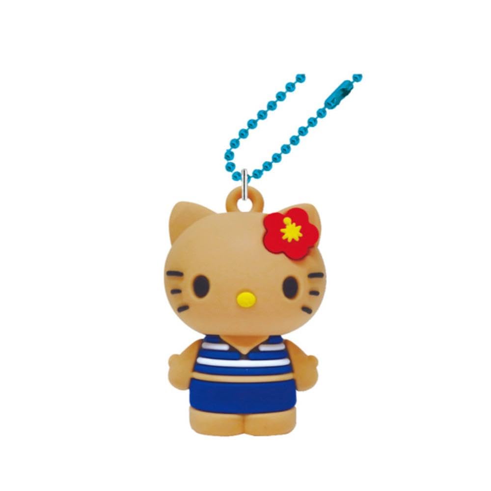 K Company Hello Kitty PVC X W3 X (Suntan Series) Mascot, Blue, KTHI-PM-BL, H4.5 D2.5cm