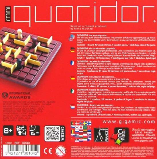 GIGAMIC Quoridor Mini Corridor Mini Authorized Board Game Table Game Educational Toy Toy Children Brain Training France [Japan Distributor]
