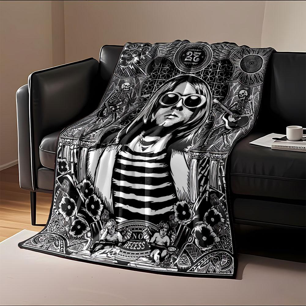 Black and White Music Art Blanket for all seasons blanket lunch break throw gift