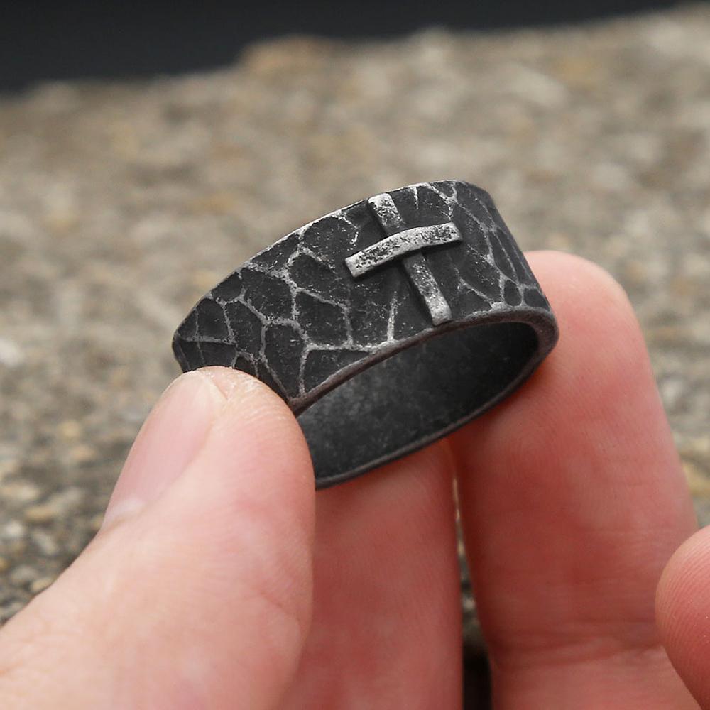 Новое винтажное кольцо из нержавеющей стали 316L с крестом, модные простые уникальные кольца в стиле панк для мужчин и женщин, хип-хоп, байкерские ювелирные изделия, подарки