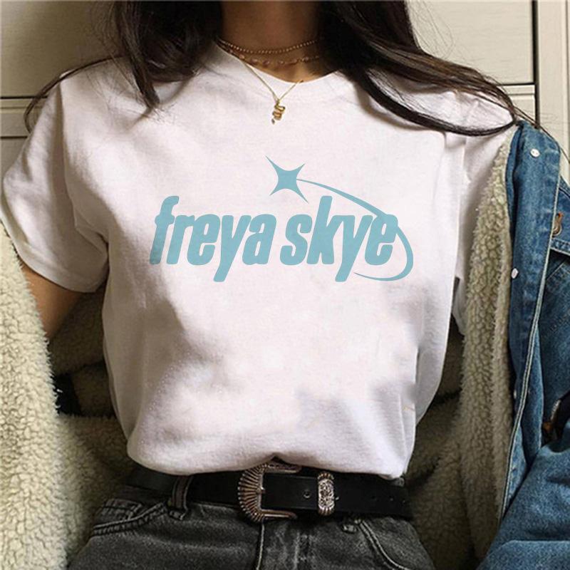 Женская модная футболка с коротким рукавом Freya Skye Print, футболка с графическим принтом в стиле 90-х, винтажная футболка для женщин, готическая футболка Y2k, уличная одежда