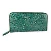 Длинный кошелек Star Stingray из натуральной кожи ската с круглой молнией зеленого цвета [Capitana]