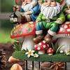 Gnome Family On Turtle Garden Stake Outdoor Acrylic Gnome Turtle Figurine with Stake for Lawn Patio Balcony Yard Decor