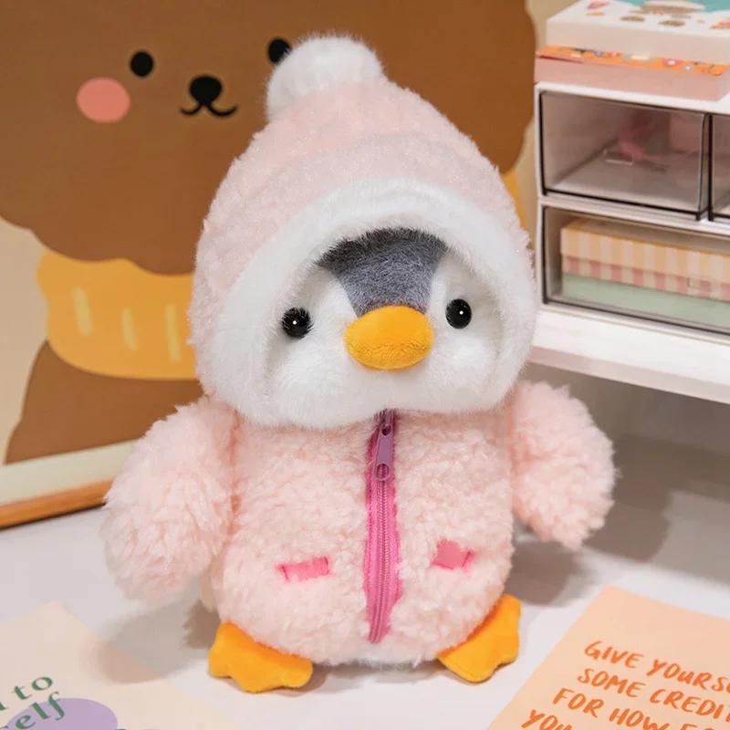 Neue süße Pinguin Plüschtier Baby beruhigende Schlafpuppe Flauschiger Pinguin trägt Kleidung Hüte Stofftier Kissen Geburtstagsgeschenk