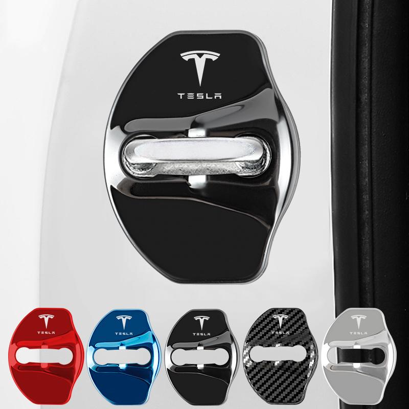 IASD9 4PCS Car Door Lock Protective Covers Stainless Steel Door Lock Cover For Tesla Model Y Model 3 2017-2023 / MODEL3 Highland 2024
