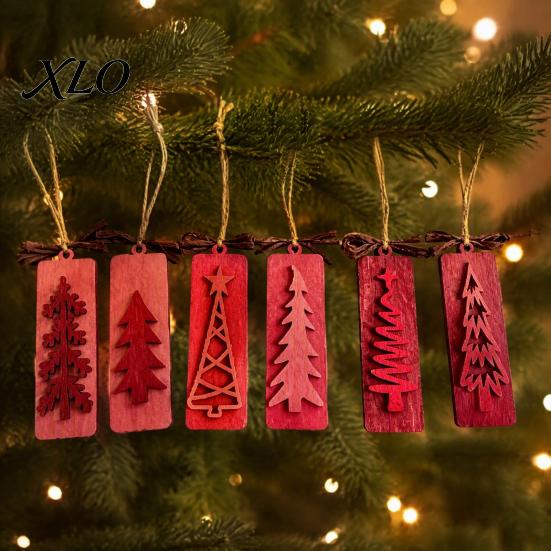 Rustic Holiday Hanging Decorations Wooden Christmas Tree Ornaments, Winter Farmhouse Decoration, Themed Home Xmas Pendant for Wreath Party Decor