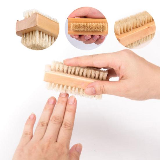 Кисть для ногтей Yousheng, легко моется, двухсторонняя, утолщенная, чистящая, деревянная ручка, натуральная щетина, кисть для маникюра