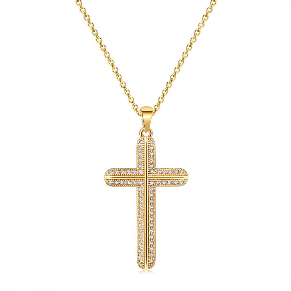 ZHOUYANG Pendants Necklace For Women Classic Cross Choker Chain Zircon Light Gold Women's Necklaces Jewelry N051