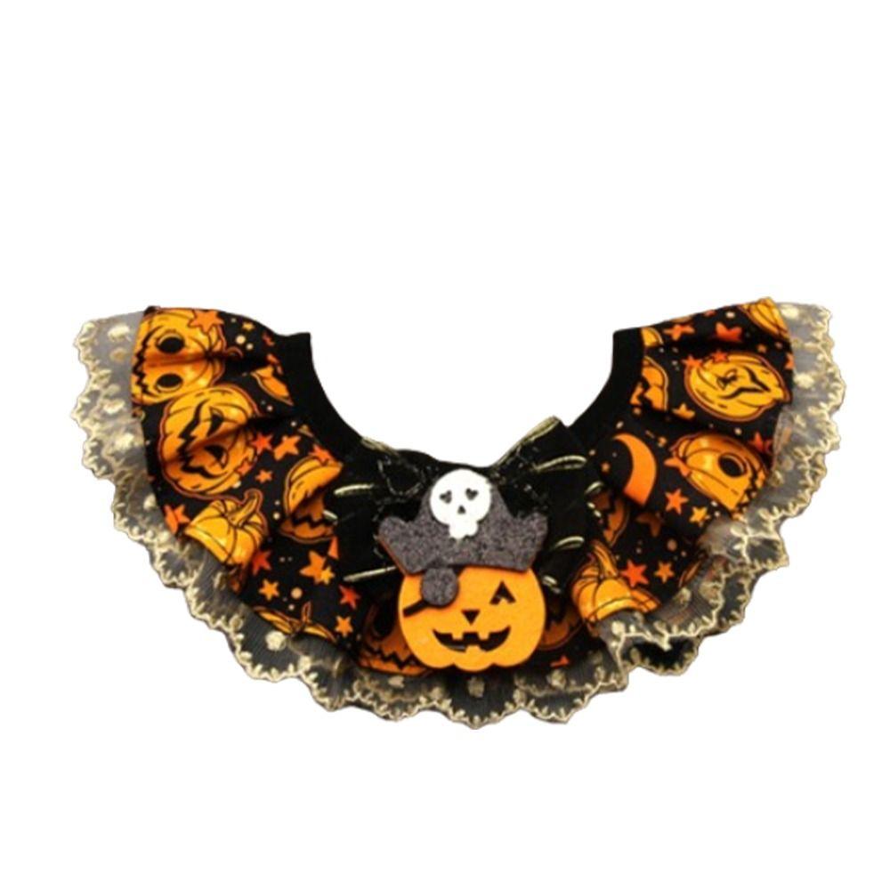 Creative Halloween Cat Dog Lace Necklace Adjustable Exquisite Pet Pumpkin Lace Collar Cute Cool Pet Bib Scarf Small Medium Pets