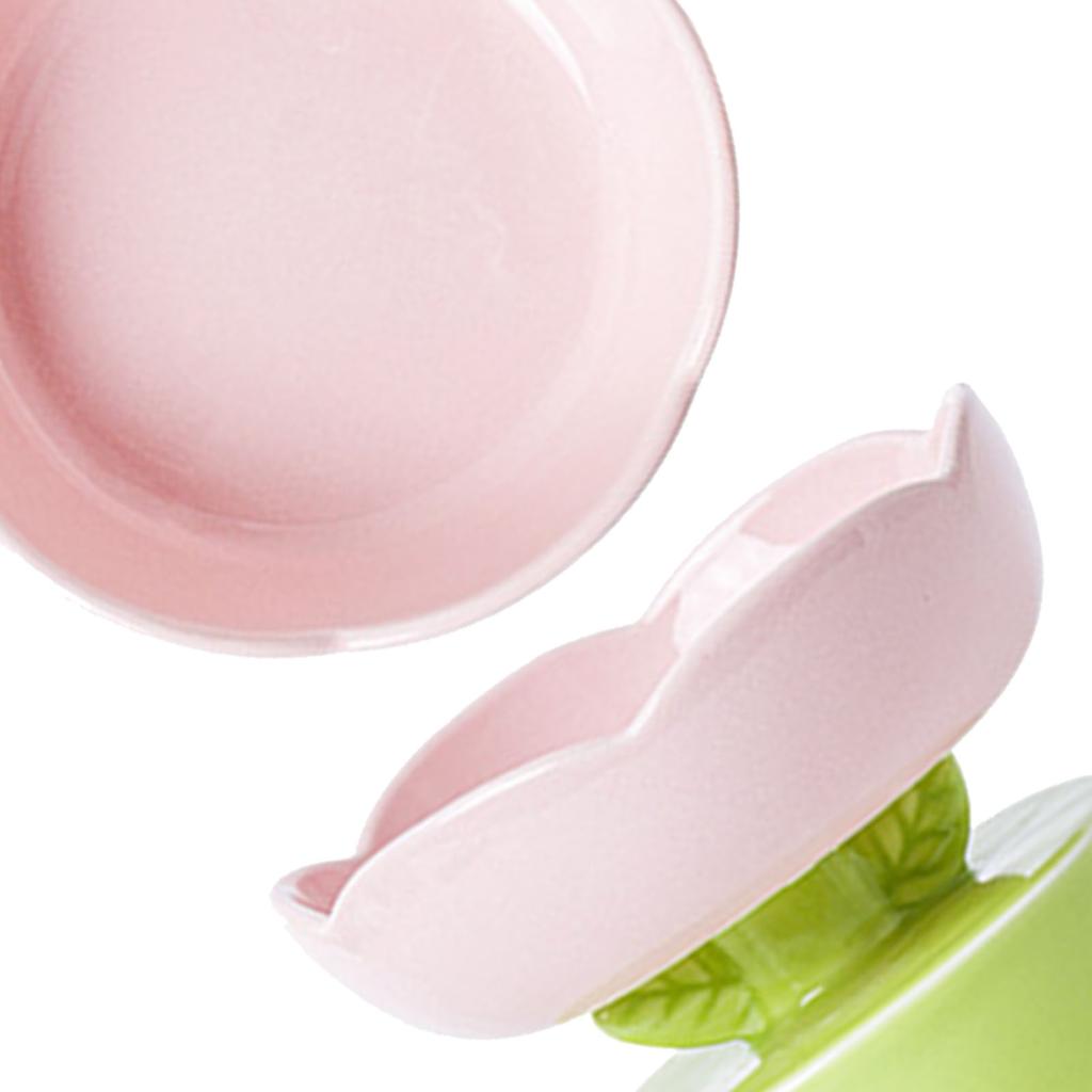 Ceramic Cat Food Bowl Cute Flower Shape Large Capacity Neck Spine Protection Raised Pet Food Bowl for Cats Dogs Pets