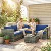 Four-Piece Rattan Sofa Set - Blue