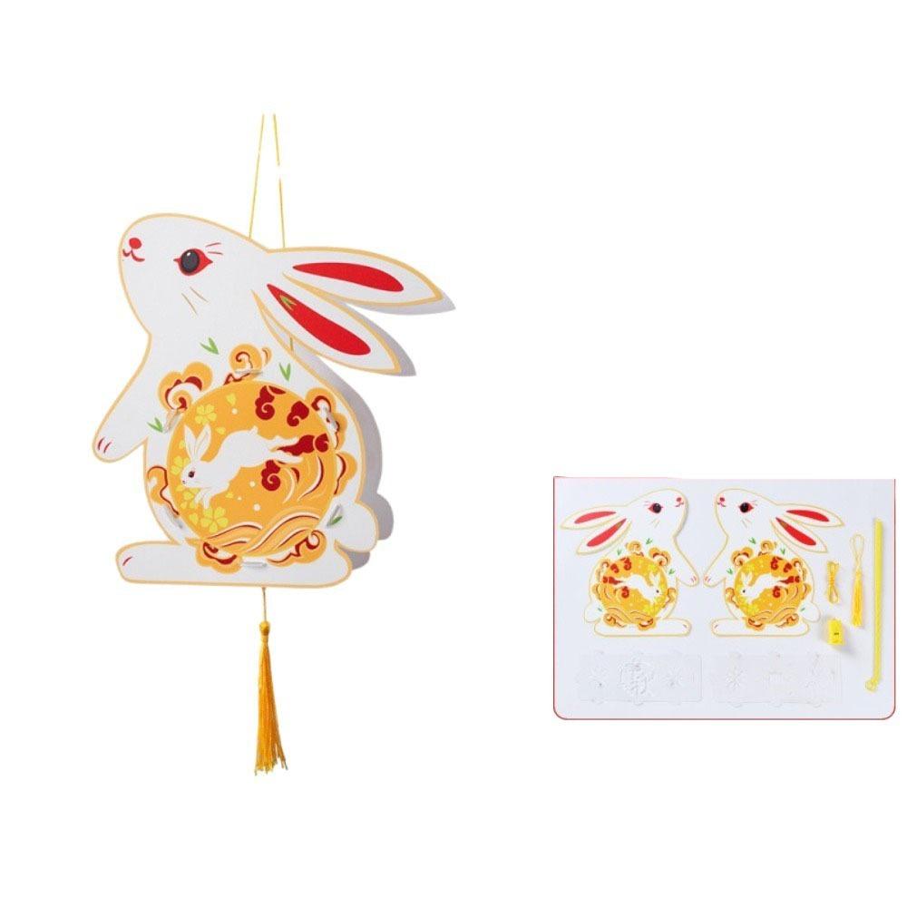 Handmade Handheld Rabbit Lantern Cartoon Traditional Craft Lantern  Mid-Autumn Festival