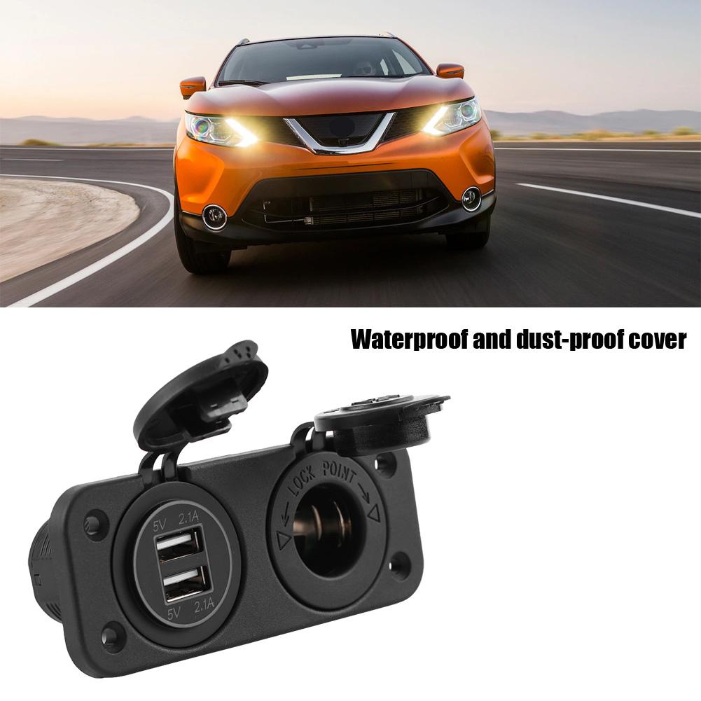 Адаптер гнезда прикуривателя 12 В с двойным USB-зарядным устройством 4,2 А для автомобиля, дома на колесах, яхты, автобуса