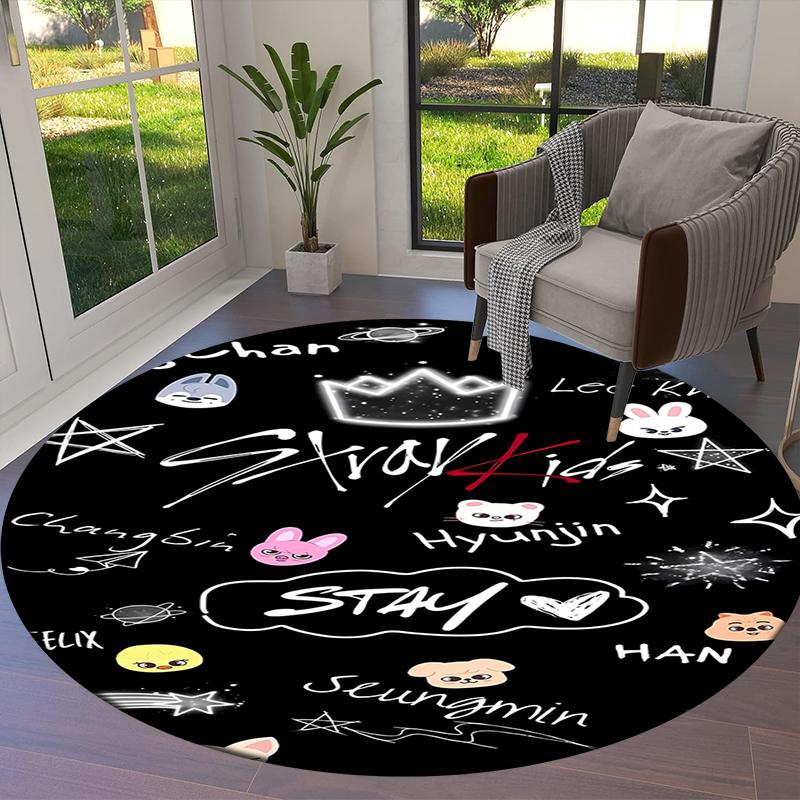 SKZ Round Area Rug,Carpet Rug for Living Room Bedroom Sofa Playroom Decor,Non-slip Floor Mat
