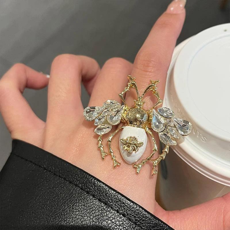 Милые эмалевые кольца с насекомыми, красочные сверкающие кольца с божьей коровкой и жуком из страз, панк-украшения Y2K, подарок для женщин