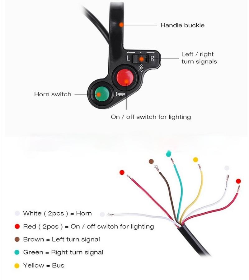 Motorcycle Handlebar Switch Electric Bike Scooter Horn Turn Signals On/Off Button Light Switch