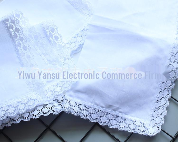 Чисто-белый хлопковый кружевной носовой платок ручной работы с граффити